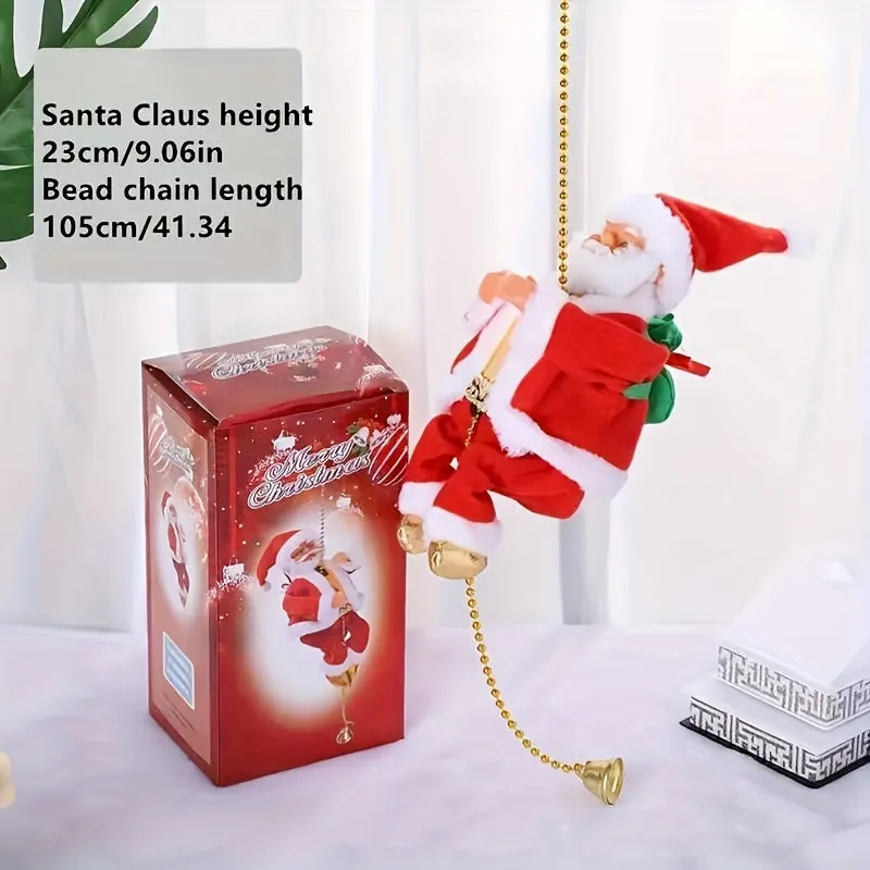 1 pc, Santa Claus Climbing Bead, Electric Santa Claus Climbing Ladder, Santa Claus Doll, Christmas Tree Decoration, For Home Decoration, Christmas Tree Pendant, New Year Party Gift, Climbing Santa Claus, window decoration