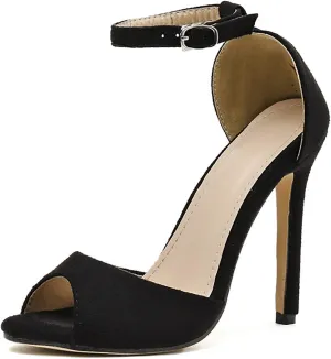 11CM/4.33IN Women's Pumps Suede High-Heeled Shoes Black Dress High-Heeled Shoes Summer High-Heeled Girls Comfort Fashion Stiletto Toe Open Shoe