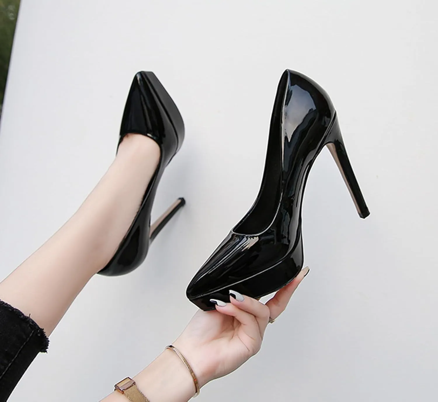 12CM/4.72IN Women's Closed Toe Platform High Heels Stiletto Dress High Heeled Wedding Party Office Pumps Shoes