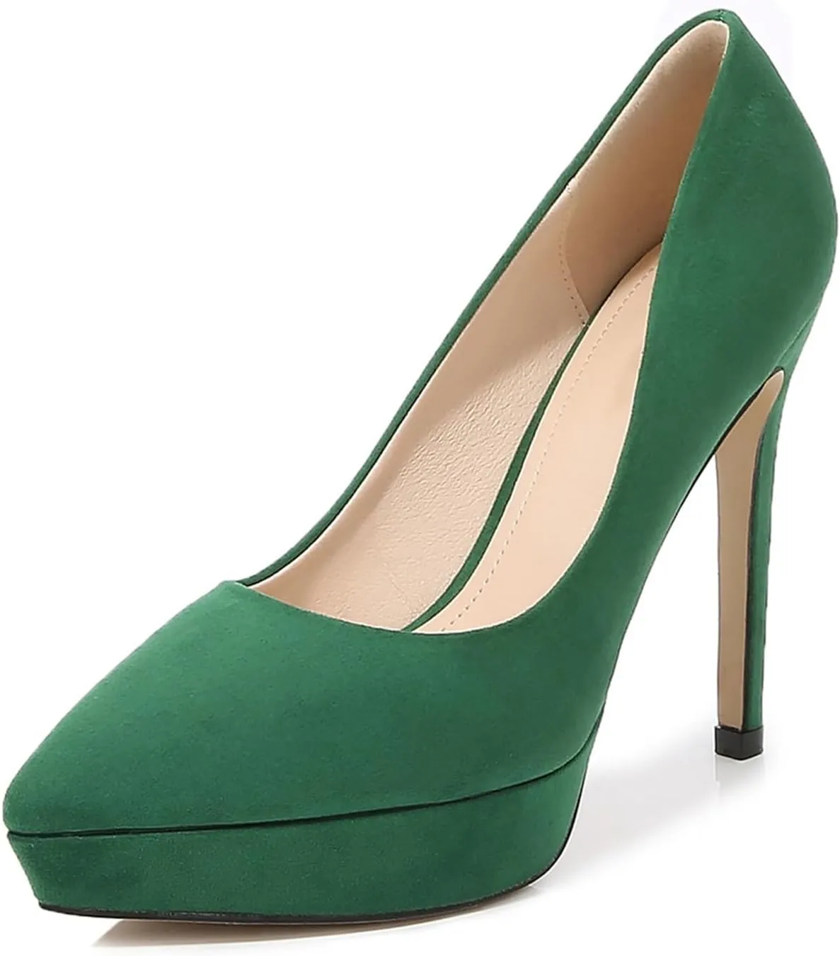 12CM/4.72IN Women's Sexy Closed Toe Platform High Heels Stiletto Dress Suede High Heeled Wedding Party Office Pumps Shoes