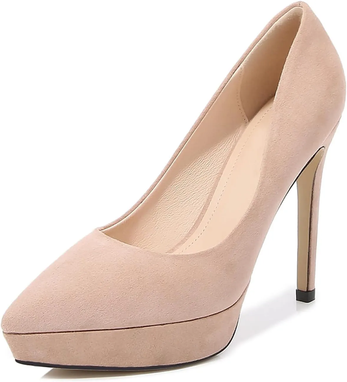 12CM/4.72IN Women's Sexy Closed Toe Platform High Heels Stiletto Dress Suede High Heeled Wedding Party Office Pumps Shoes