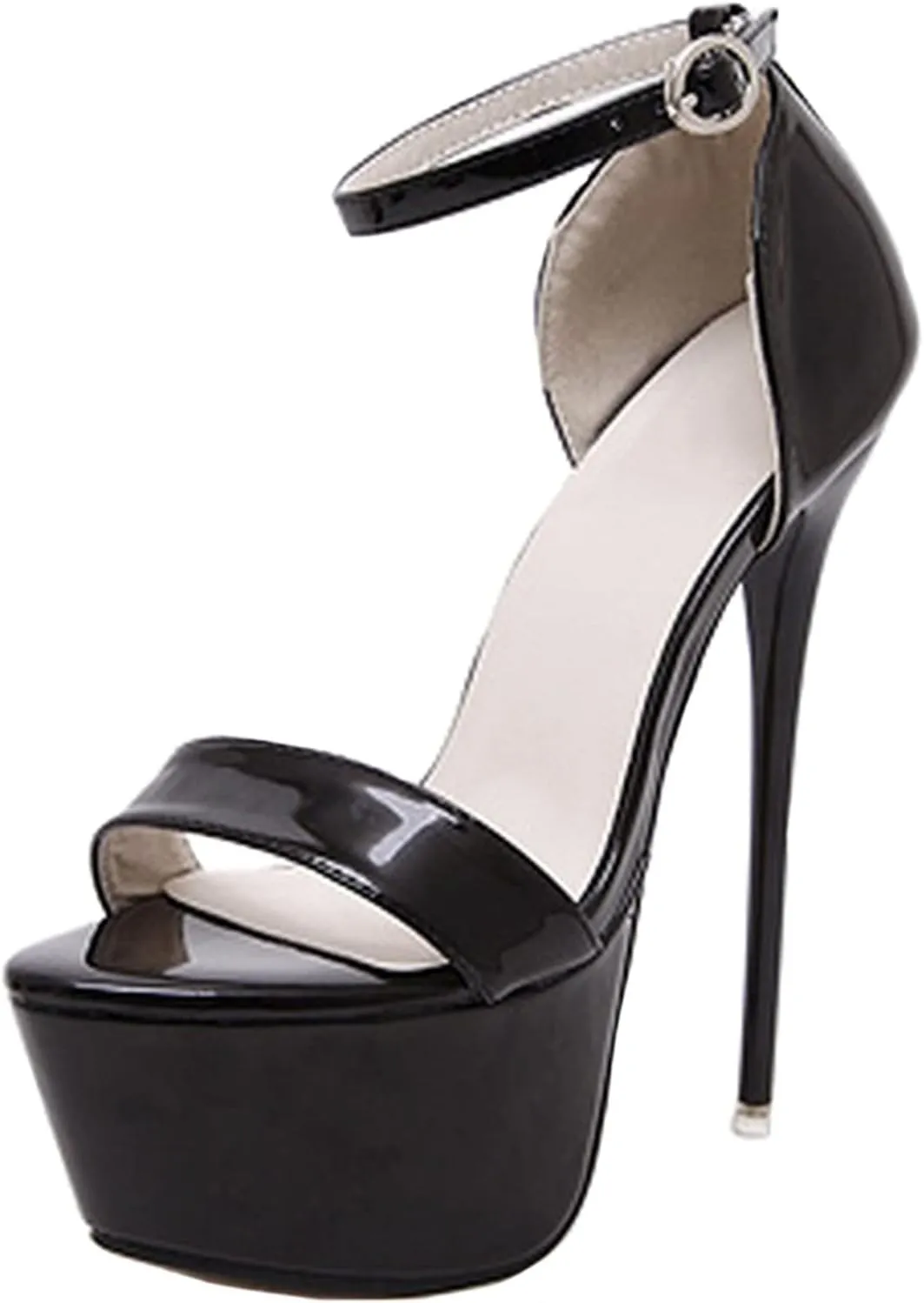 16CM/6.30IN Women's Fashion Classic Ankle Strap Heels Peep Toe Platform Buckle Strappy High Heels Sandals Court Shoes Pole Dancer Stripper Party Dress Evening