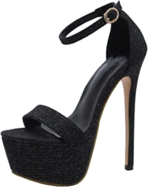 16CM/6.30IN Women's Fashion Classic Ankle Strap Heels Peep Toe Platform Buckle Strappy High Heels Sandals Court Shoes Pole Dancer Stripper Party Dress Evening
