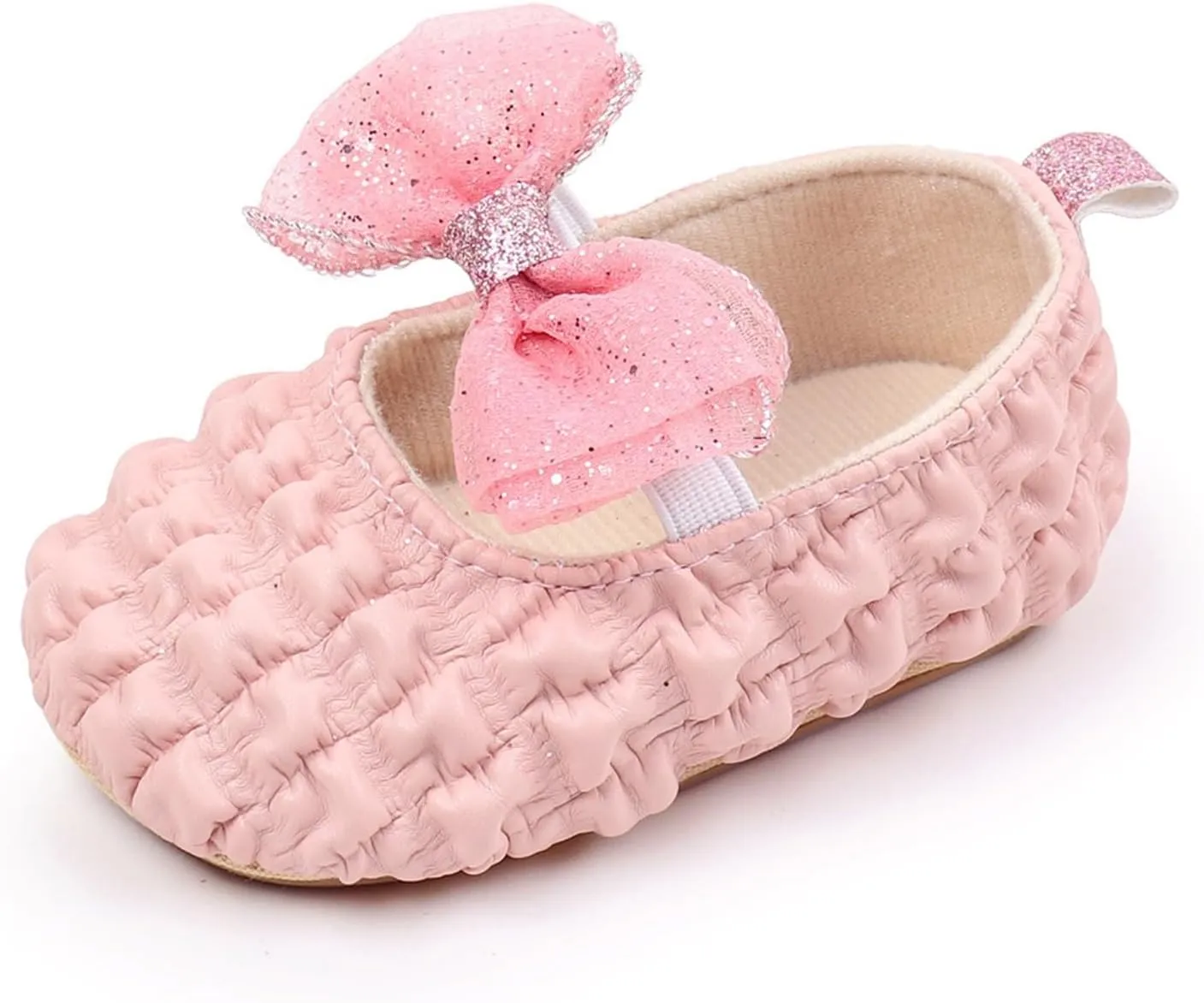 Baby Infant Leather Soft Sandals Ruched Bow Strap Closed Toe Shoes Cute Lightweight Walking Sandals for Newborn