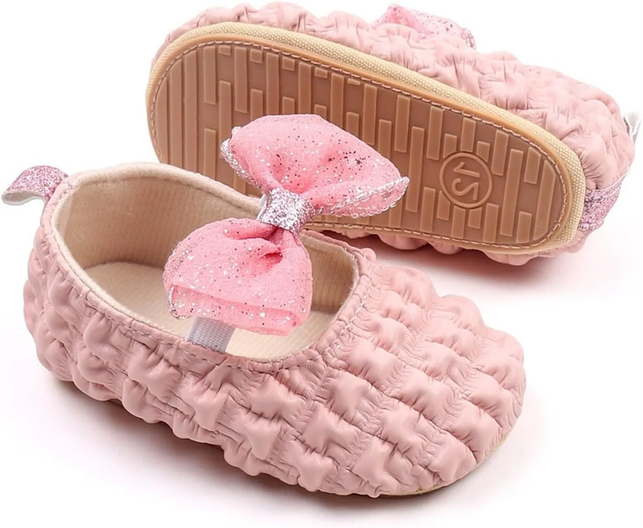 Baby Infant Leather Soft Sandals Ruched Bow Strap Closed Toe Shoes Cute Lightweight Walking Sandals for Newborn