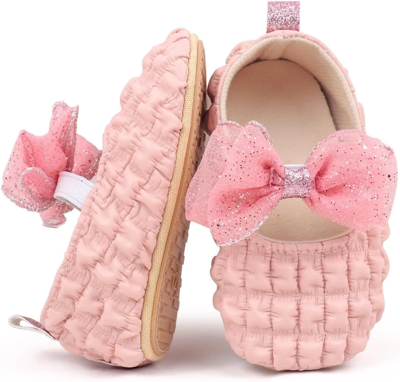 Baby Infant Leather Soft Sandals Ruched Bow Strap Closed Toe Shoes Cute Lightweight Walking Sandals for Newborn