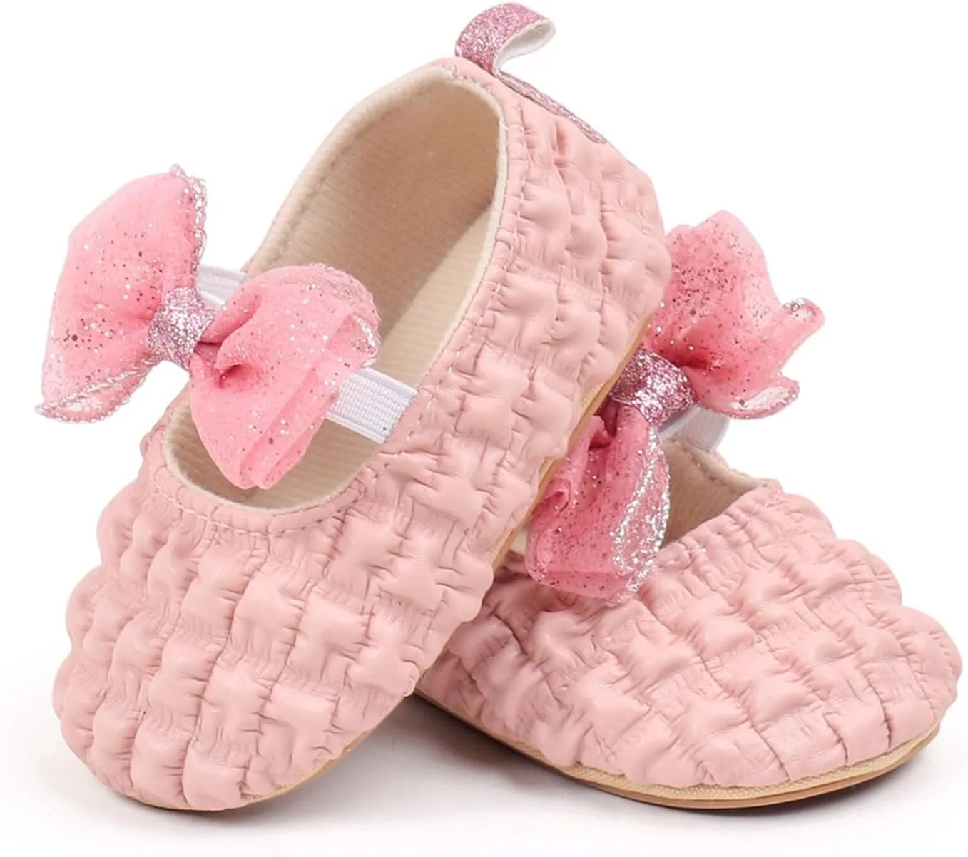 Baby Infant Leather Soft Sandals Ruched Bow Strap Closed Toe Shoes Cute Lightweight Walking Sandals for Newborn