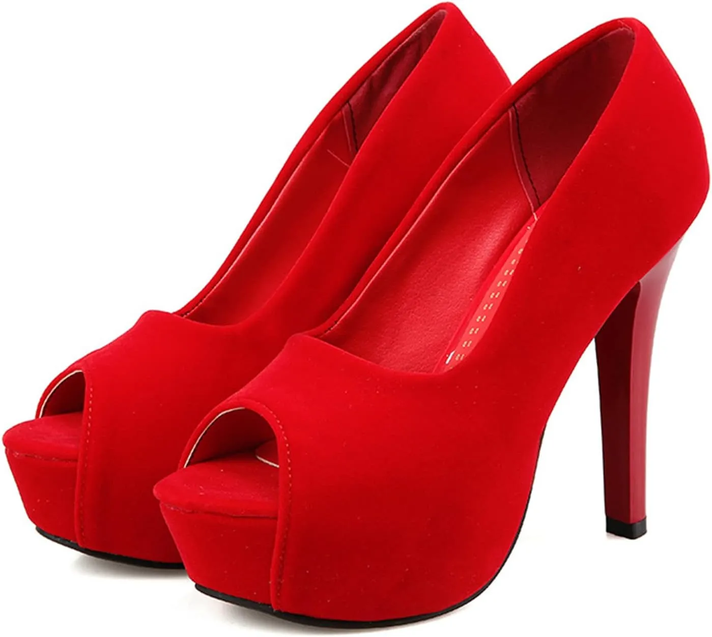 bbruriy Unisex Men's Women's Platform High Heel Classy & Elegant Slip-On Peep Toe Pumps with 4.7" Stiletto Heel Sexy Stripper Club Pole Dance Dress Shoes