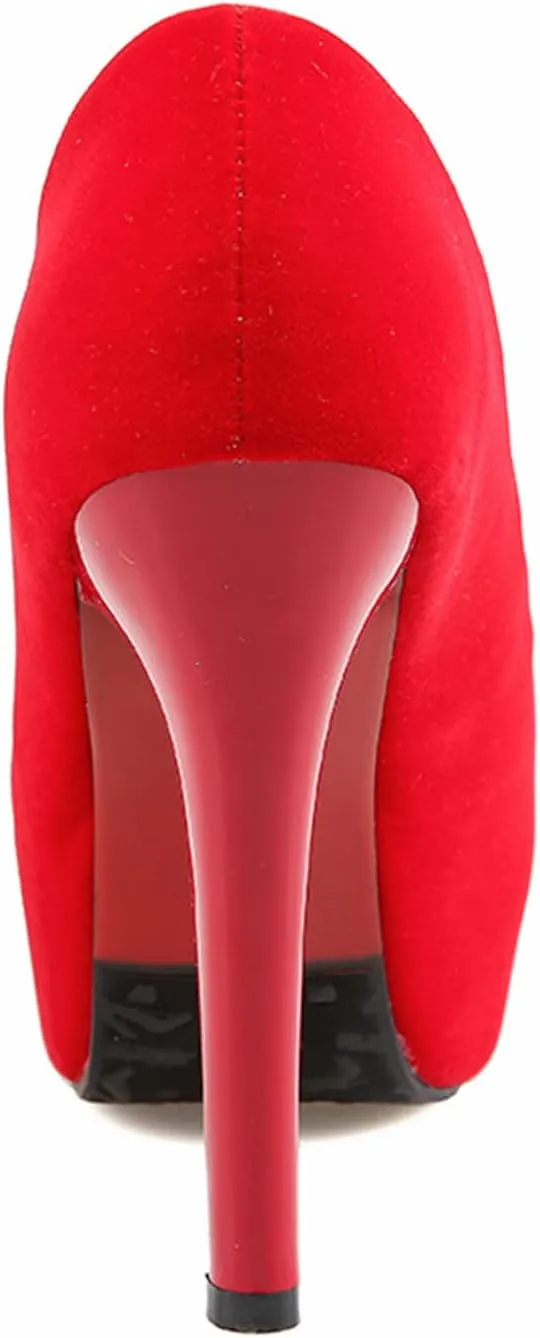 bbruriy Unisex Men's Women's Platform High Heel Classy & Elegant Slip-On Peep Toe Pumps with 4.7" Stiletto Heel Sexy Stripper Club Pole Dance Dress Shoes