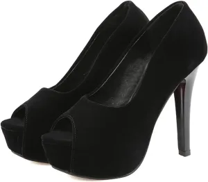 bbruriy Unisex Men's Women's Platform High Heel Classy & Elegant Slip-On Peep Toe Pumps with 4.7" Stiletto Heel Sexy Stripper Club Pole Dance Dress Shoes