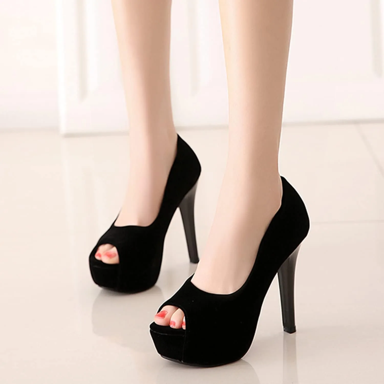 bbruriy Unisex Men's Women's Platform High Heel Classy & Elegant Slip-On Peep Toe Pumps with 4.7" Stiletto Heel Sexy Stripper Club Pole Dance Dress Shoes