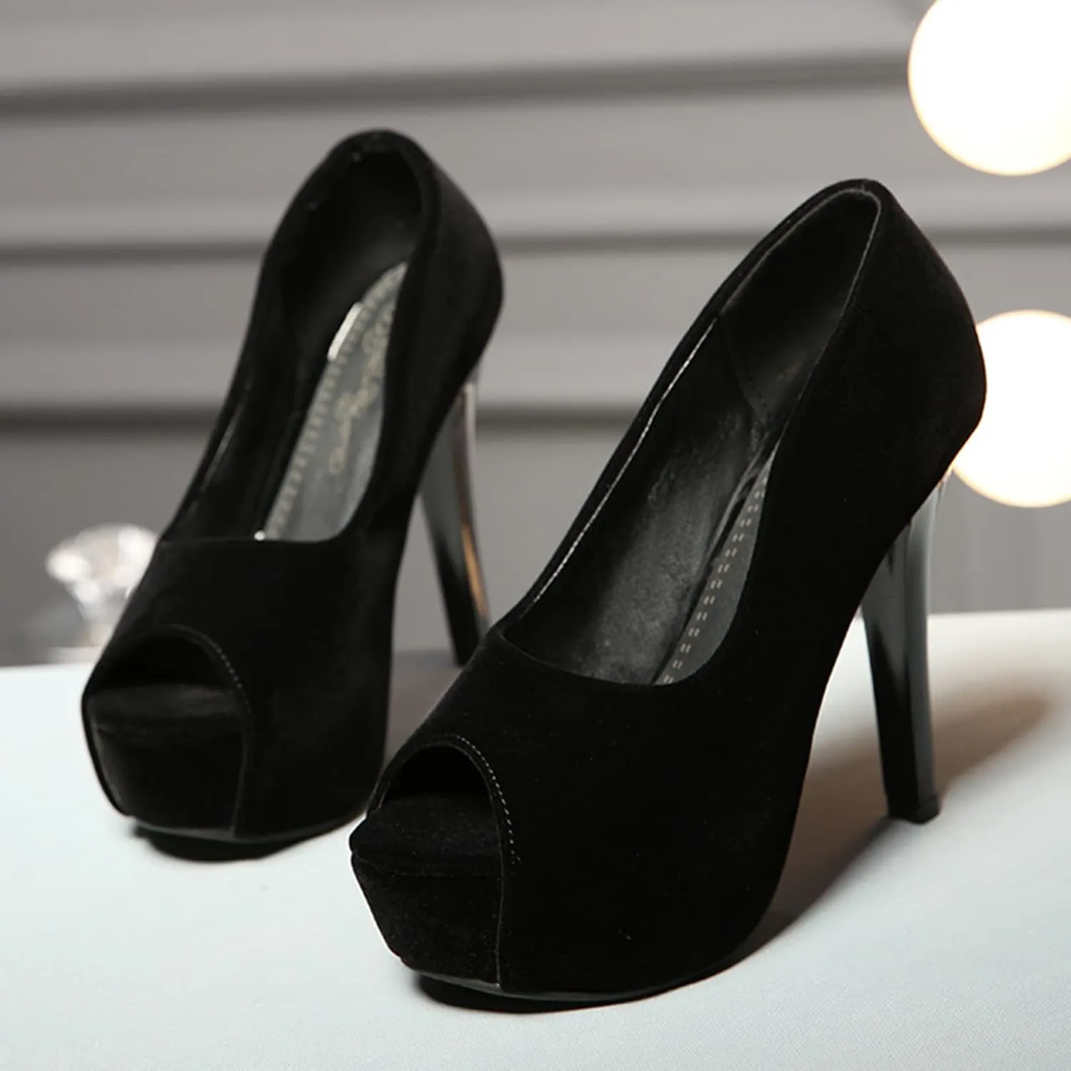 bbruriy Unisex Men's Women's Platform High Heel Classy & Elegant Slip-On Peep Toe Pumps with 4.7" Stiletto Heel Sexy Stripper Club Pole Dance Dress Shoes