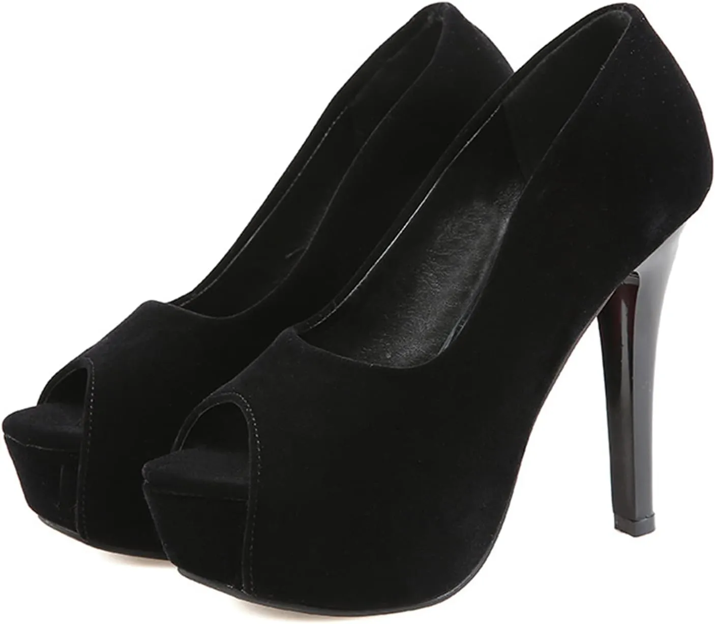 bbruriy Unisex Men's Women's Platform High Heel Classy & Elegant Slip-On Peep Toe Pumps with 4.7" Stiletto Heel Sexy Stripper Club Pole Dance Dress Shoes