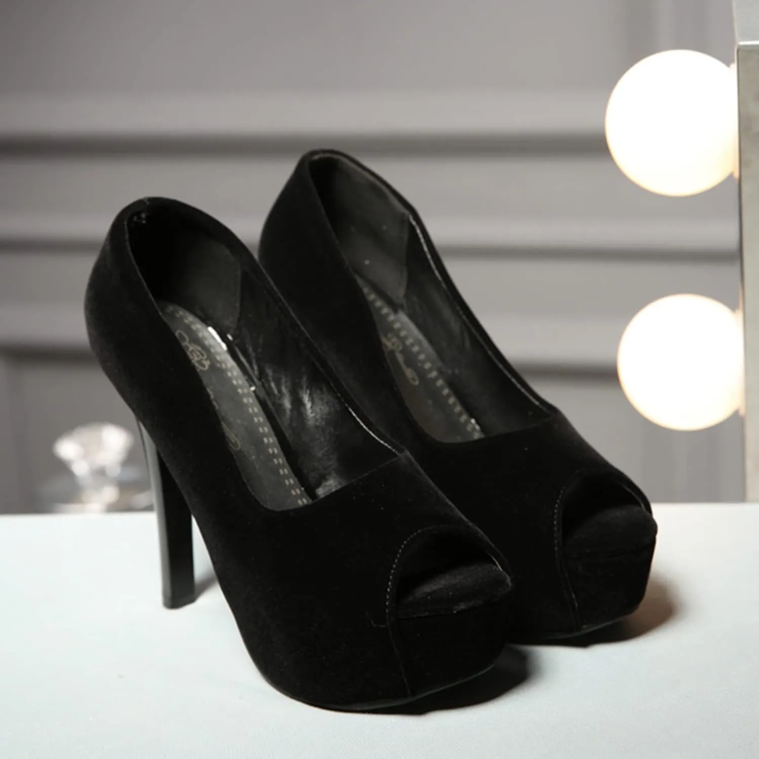 bbruriy Unisex Men's Women's Platform High Heel Classy & Elegant Slip-On Peep Toe Pumps with 4.7" Stiletto Heel Sexy Stripper Club Pole Dance Dress Shoes