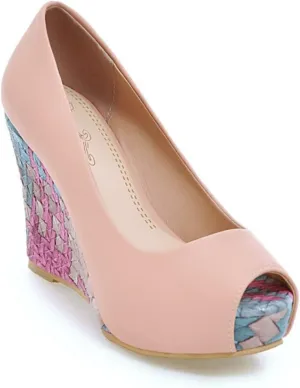 bbruriy Women's Wedge Sandals Casual Summer Slip-On Open Toe Platform High Heel Pumps Color Block Wedding Dance Dress Shoes Unisex Large Size 34-43