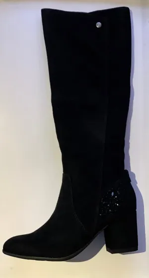 Black Suede Heel Boots - Koko