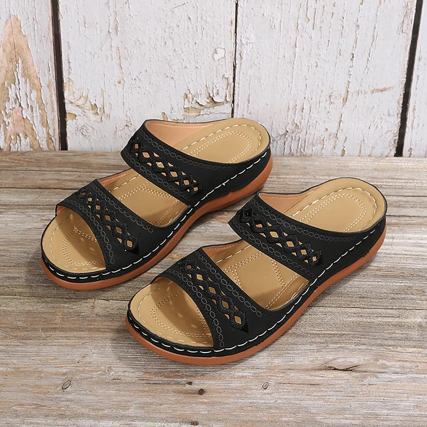 Cathalem Summer Sandals for Women 2024 Open Toe Ankle Strap Platform Sandals Casual Strappy Low Wedges Sandals Beach Sandals