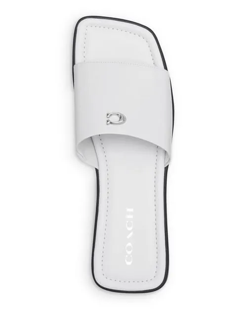 COACH Women's Florence Square Toe Slides, White
