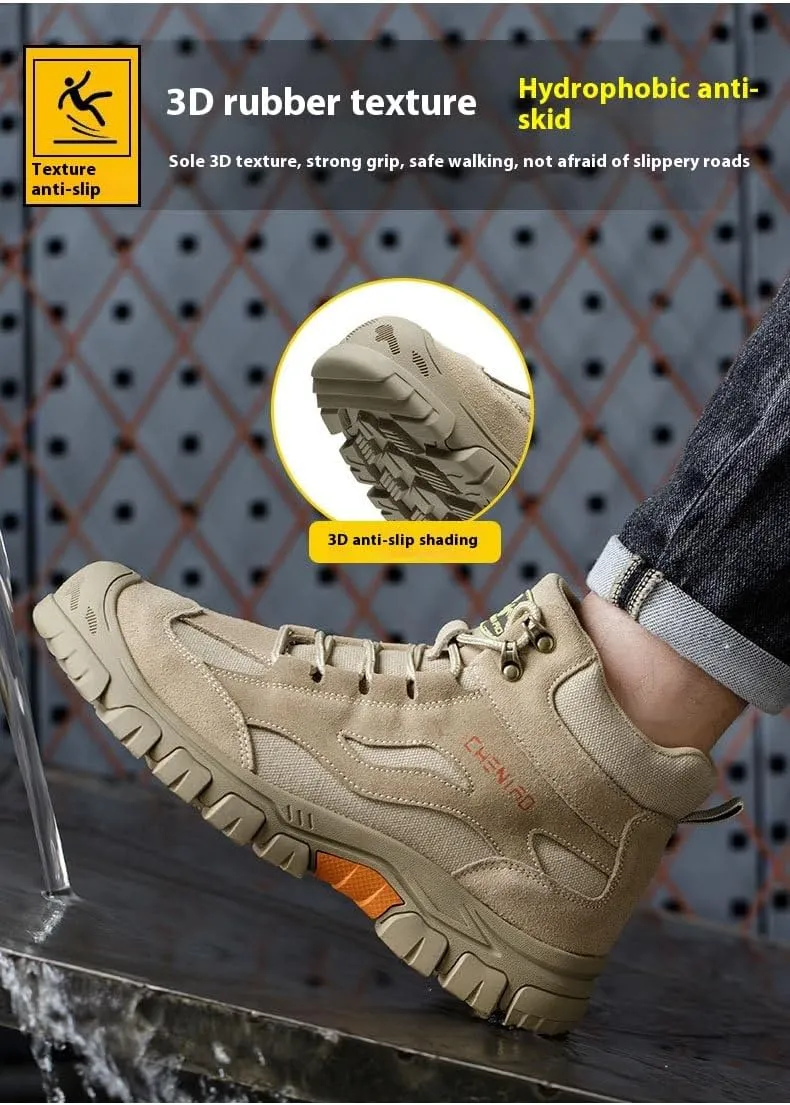 Composite Toe Safety Boots - High Top, Breathable & Indestructible , Wide Width & Soft Comfort, Anti-Smashing & Puncture-Resistant, Slip-Resistant Non-Skid for Construction & Warehouse Work Shoes