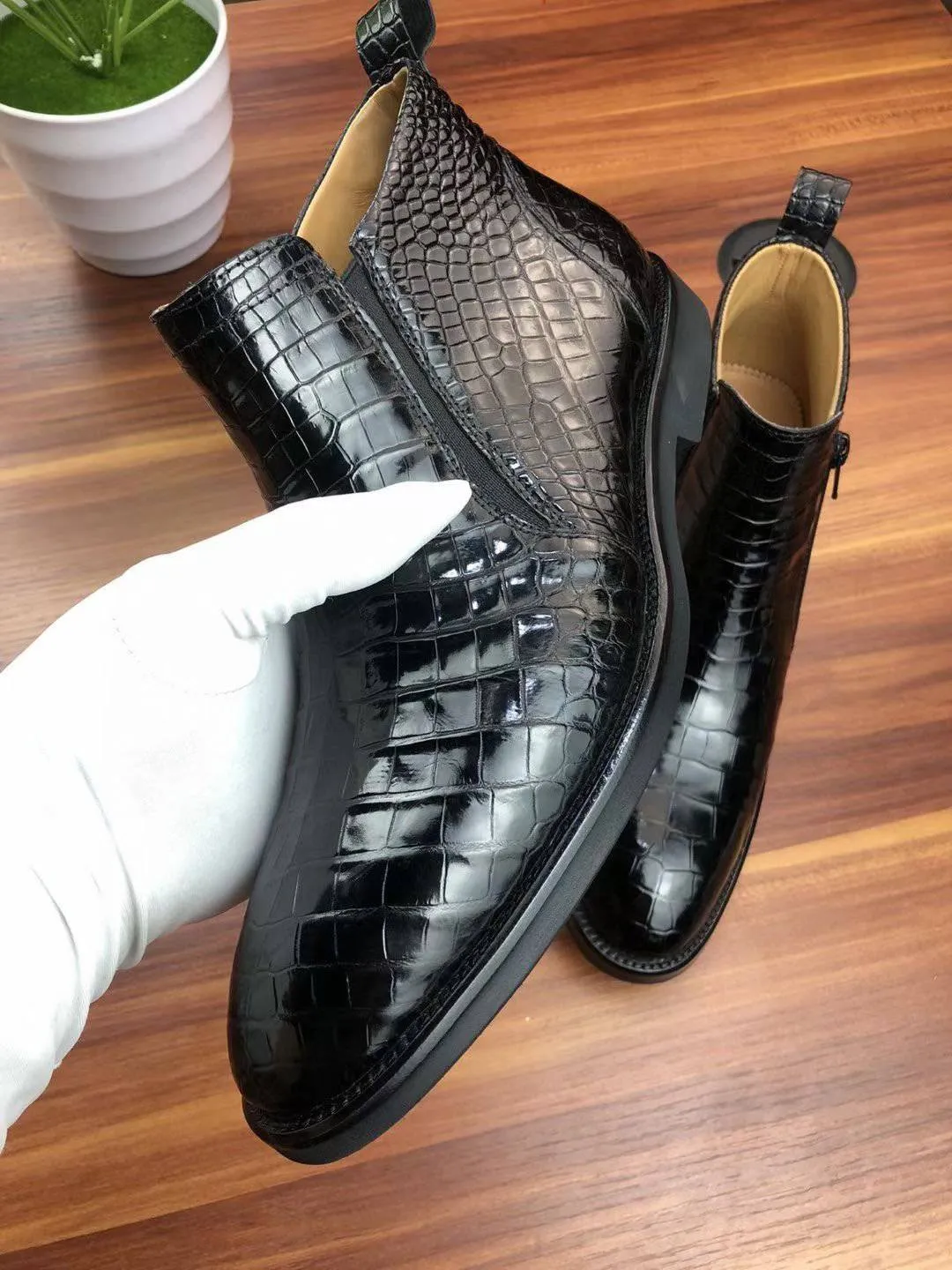Crocodile Shoes Men's Comfort Craftsman Chelsea Boots