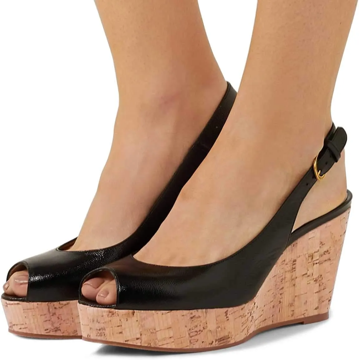 FSJ Women Peep Toe High Heel Wedge Sandals Slip on Cork Pumps Slingback Platform Slide Casual Party Dress Shoes Size 4-15 US
