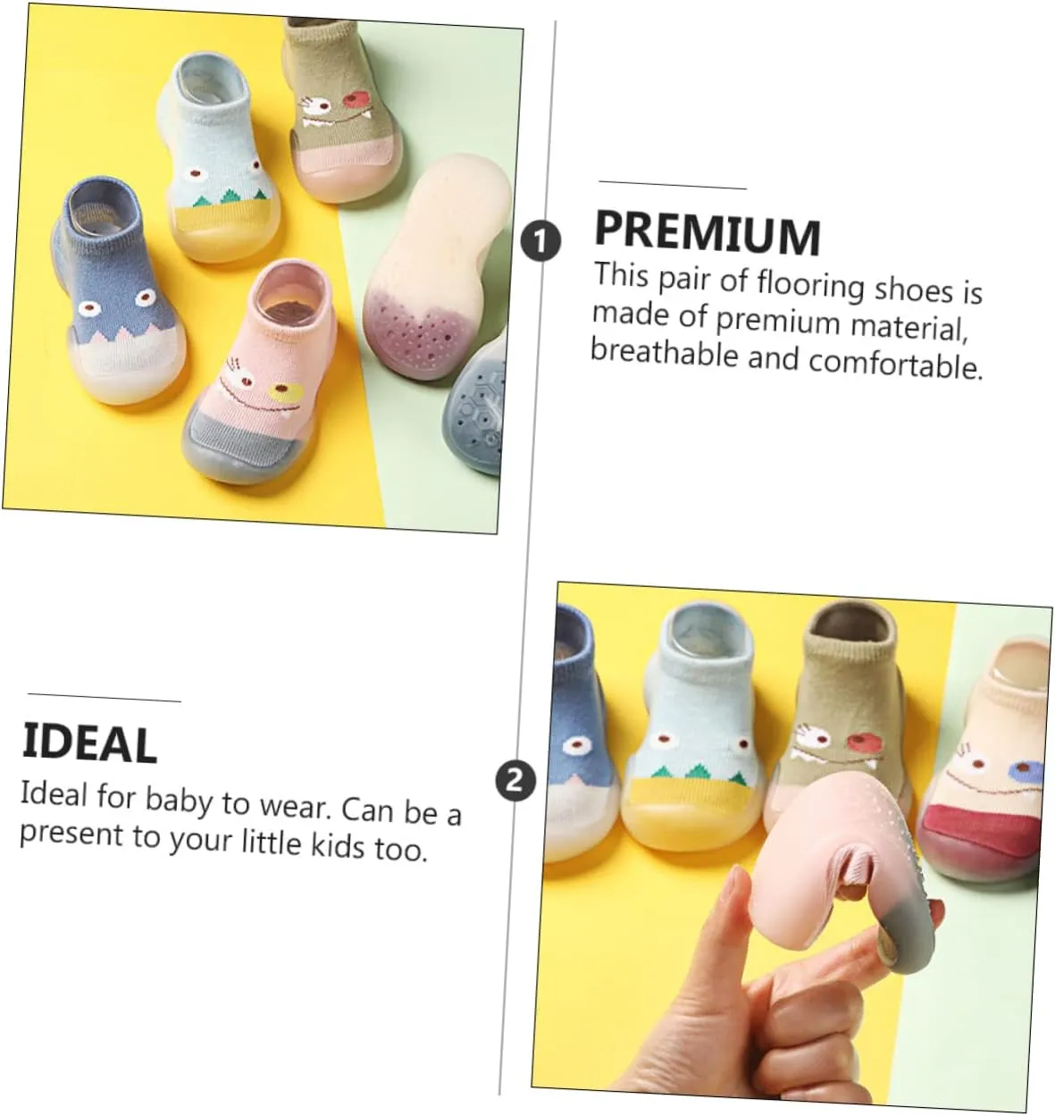 Gatuida Socks Sock Shoe Grip Socks for Babies Slipper Socks Indoor Shoe Socks First Knitted White