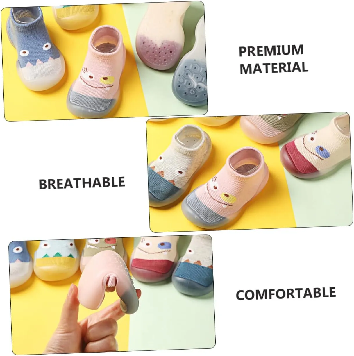 Gatuida Socks Sock Shoe Grip Socks for Babies Slipper Socks Indoor Shoe Socks First Knitted White