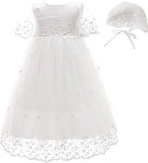 Glamulice Baby Girl Newborn Lace Christening Gown Baptism Dress Infant/Toddler Girls Formal Communion Outfit