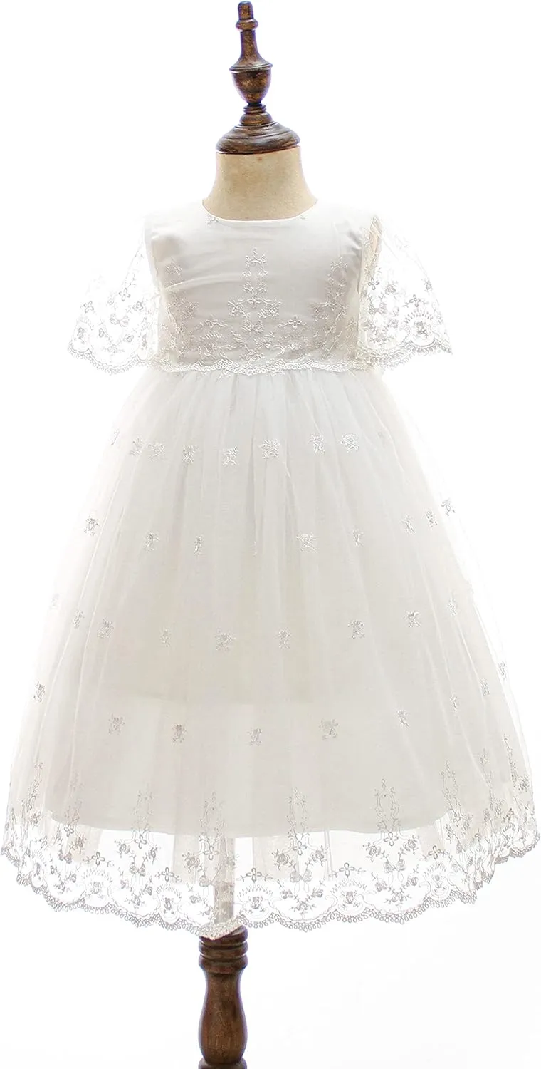 Glamulice Baby Girl Newborn Lace Christening Gown Baptism Dress Infant/Toddler Girls Formal Communion Outfit