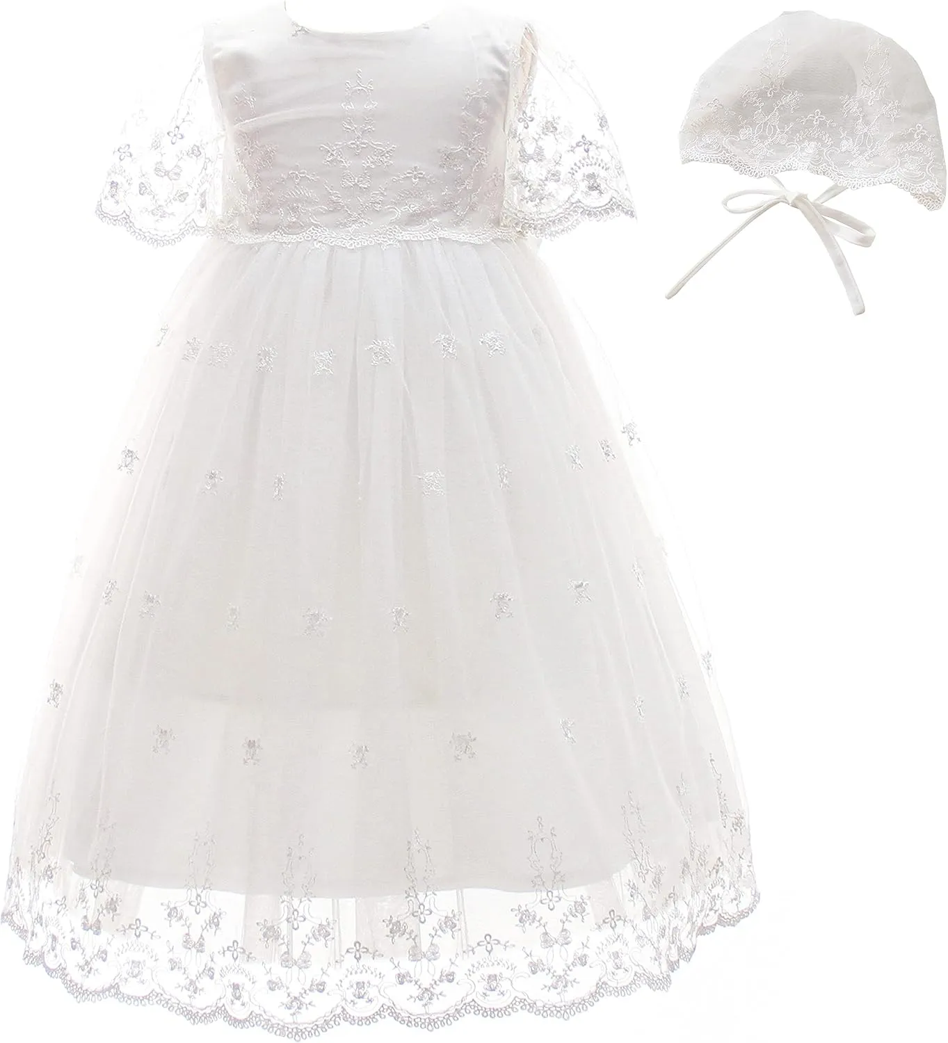 Glamulice Baby Girl Newborn Lace Christening Gown Baptism Dress Infant/Toddler Girls Formal Communion Outfit