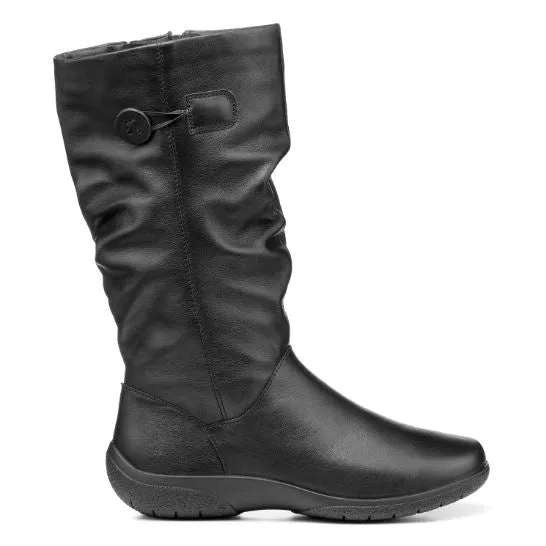 Hotter Boot Derrymore Long Flat Extra Wide Boot with Zip BLACK