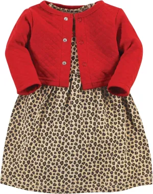 Hudson Baby Girls' One Size Quilted Cardigan and Dress