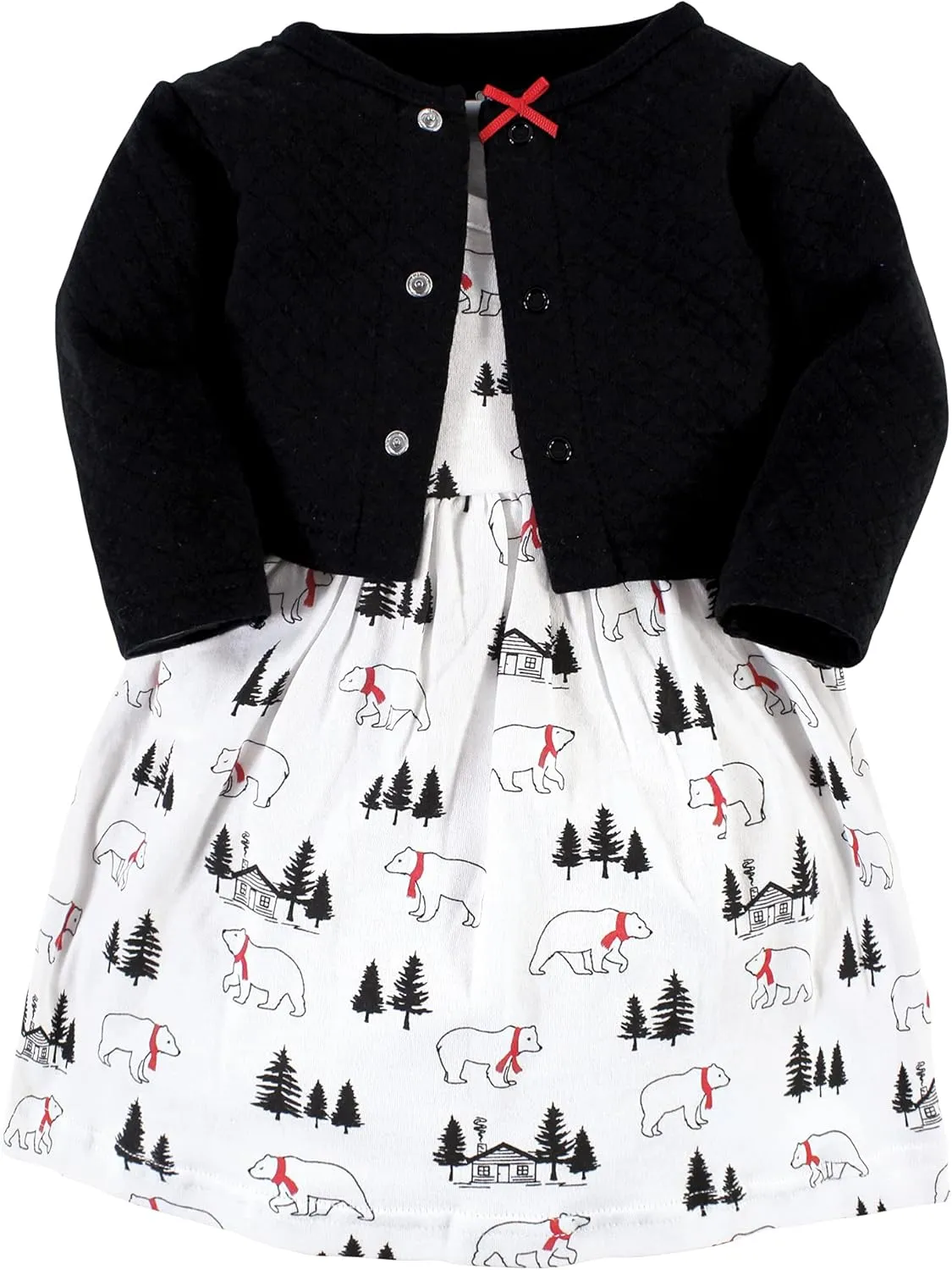 Hudson Baby Girls' One Size Quilted Cardigan and Dress