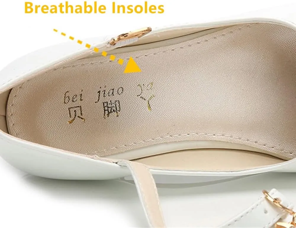 Little Girls Mary Jane Dress Pumps Shoes Princess Ballet Flats Low Heels for School Wedding Party Dress Shoes for Kids