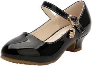 Little Girls Mary Jane Dress Pumps Shoes Princess Ballet Flats Low Heels for School Wedding Party Dress Shoes for Kids