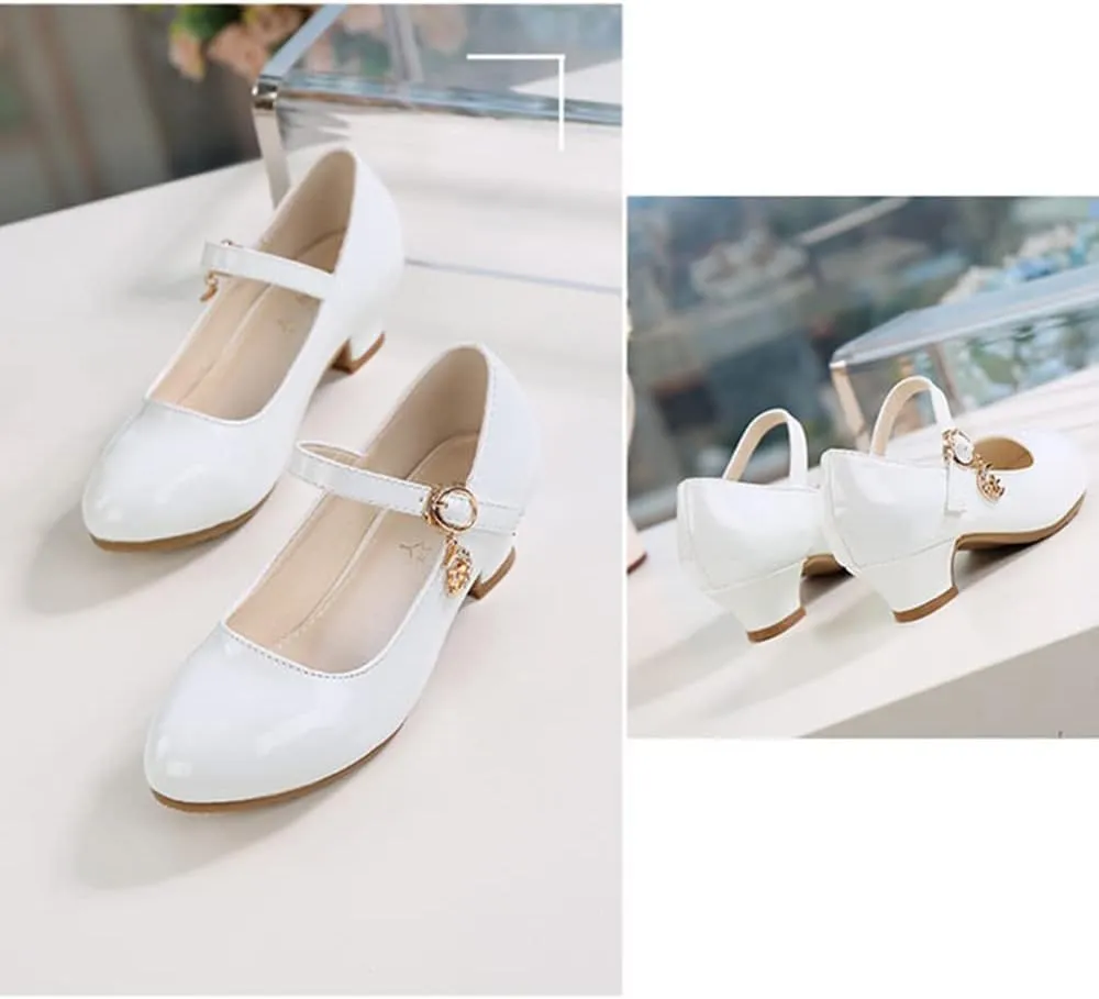 Little Girls Mary Jane Dress Pumps Shoes Princess Ballet Flats Low Heels for School Wedding Party Dress Shoes for Kids