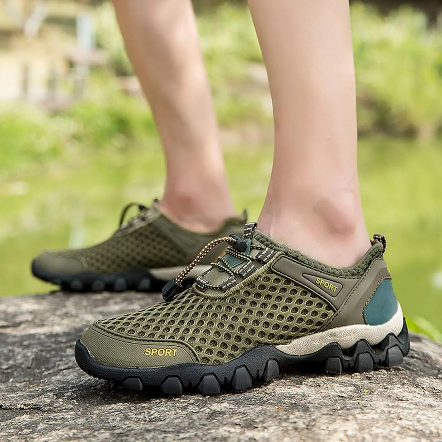Men Hiking Shoes Outdoor Breathable Sneakers Travel Walking Shoes Casual Jogging Driving Shoes Running Shoes