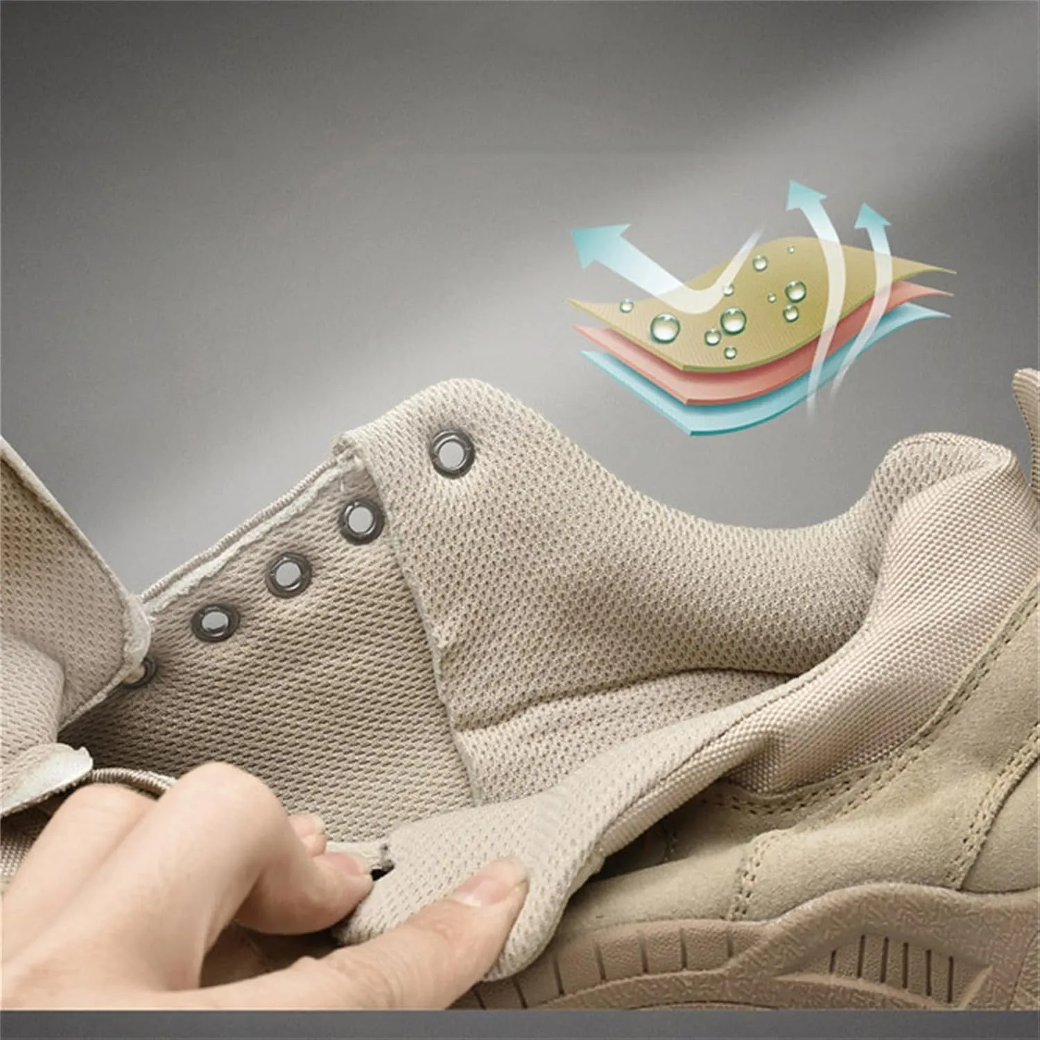 Men's Hiking Shoes Trail Running Shoes Waterproof Low Top Outdoor Walking Trekking Shoes Lace-Up Round Toe Sports Shoes for Men