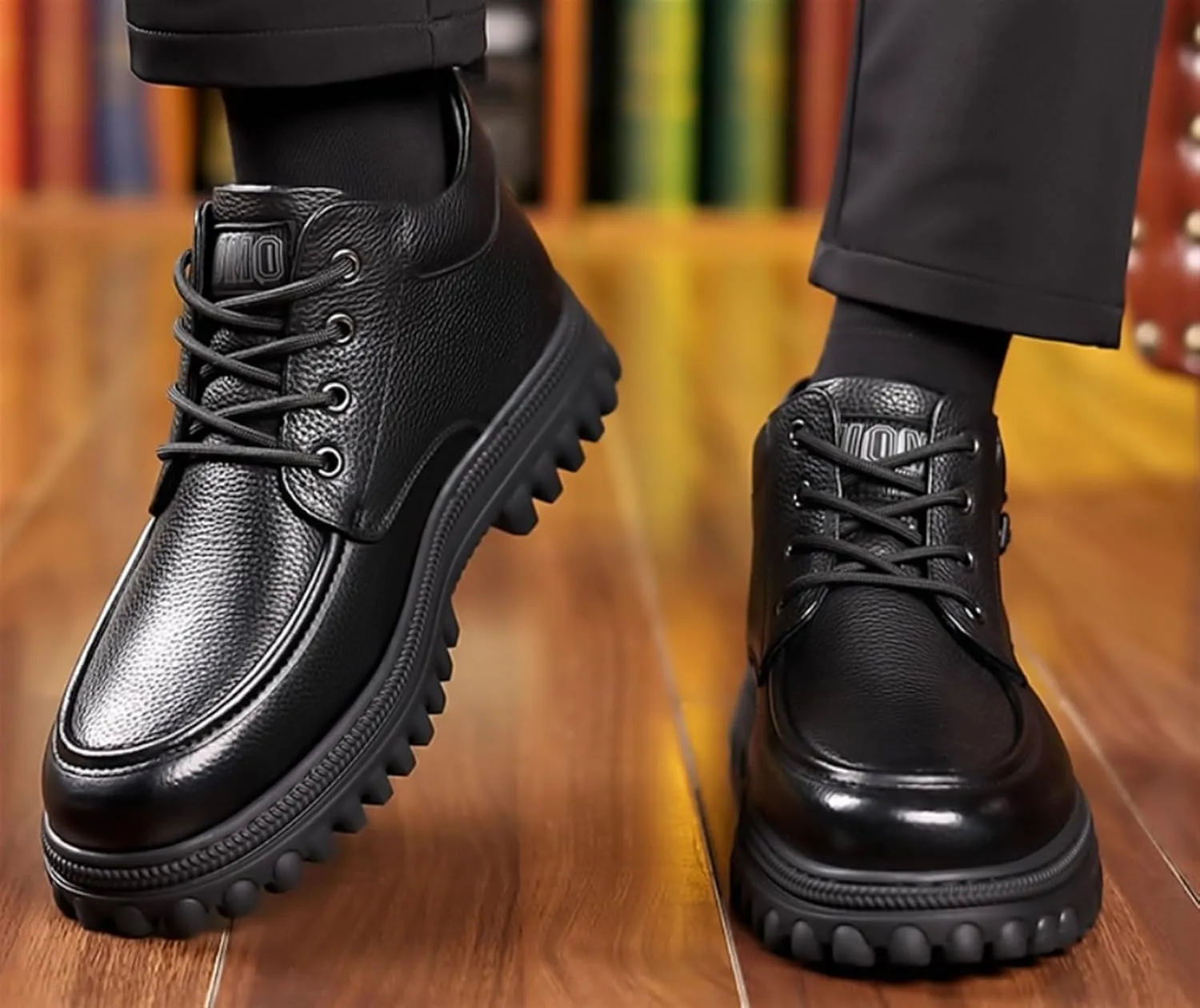 Men's Winter Snow Boots Warm Lace-Up Outdoor Comfort Round Toe Waterproof Lightweight Platform Dress Leather Derby Boots For Men