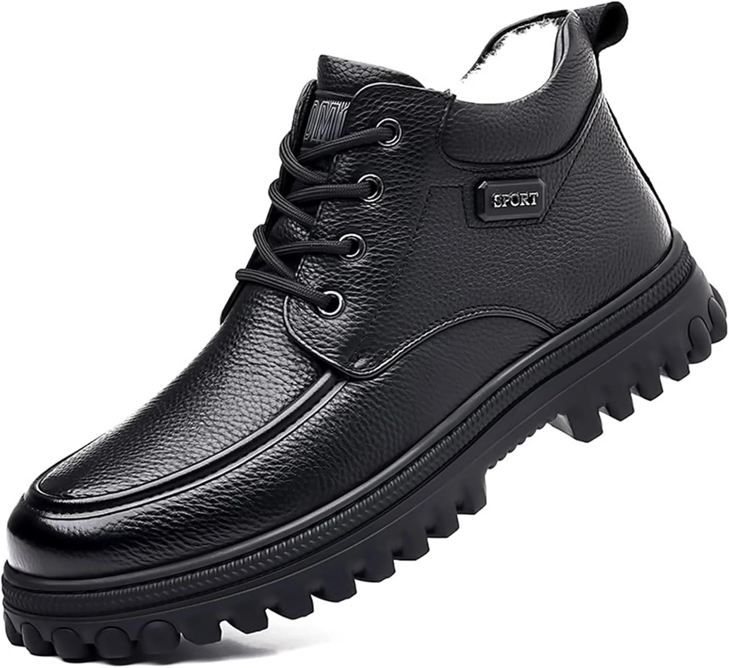 Men's Winter Snow Boots Warm Lace-Up Outdoor Comfort Round Toe Waterproof Lightweight Platform Dress Leather Derby Boots For Men
