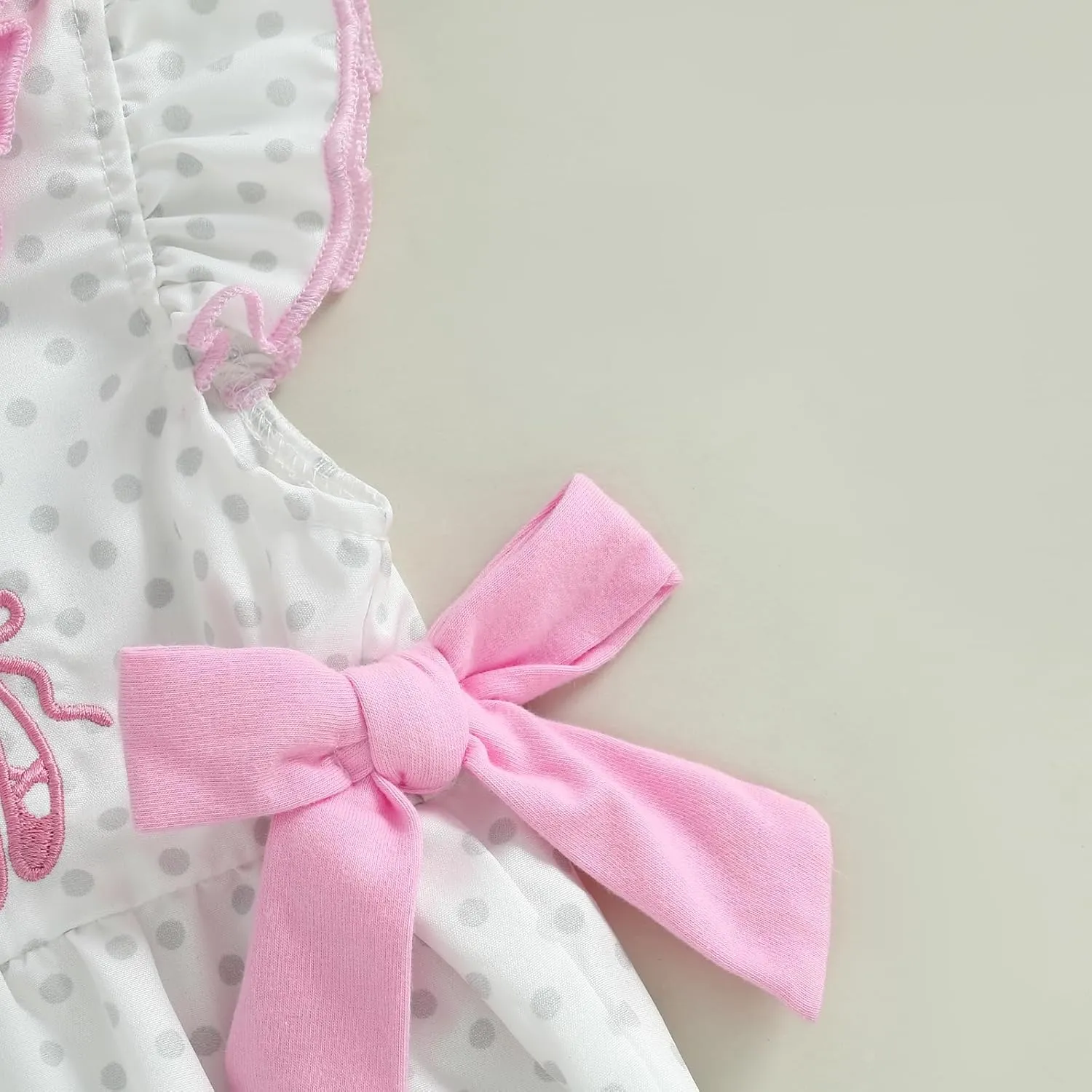 Newborn Baby Girl Outfit Ballet Shoes Dot Print Flying Sleeve Bubble Romper Infant Bodysuit Cute Bow Clothes Summer