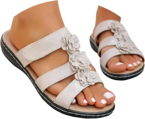 Orthopedic Platform Wedge Sandals for Women Summer Dressy 2025 Fish Mouth Solid Color Hollow Out Strap Casual Sandals Bohemia Flower Casual Walking Beach Slides Shoes with Arch Support