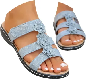 Orthopedic Platform Wedge Sandals for Women Summer Dressy 2025 Fish Mouth Solid Color Hollow Out Strap Casual Sandals Bohemia Flower Casual Walking Beach Slides Shoes with Arch Support