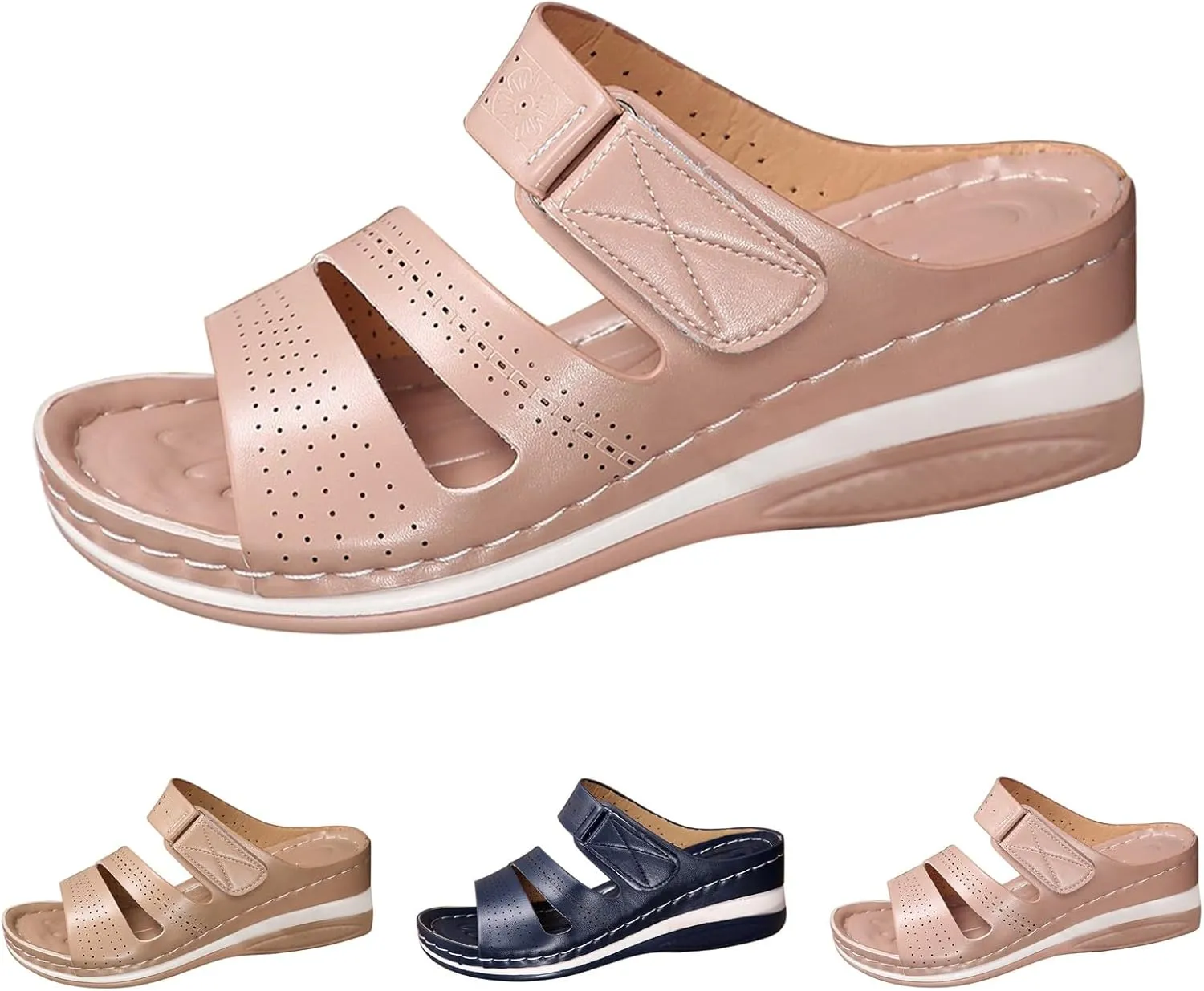 Orthopedic Wedge Sandals for Women 2025 Low Heels Arch Support Slingback Hollow Platform Beach Sandals Footwear