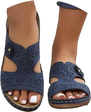 Orthopedic Wedge Sandals for Women Summer Dressy 2025 Casual Summer Dressy Solid Color Fish Mouth Round Head Casual Fashion Sandals Slip On Beach Vacation Travel Working Shoes