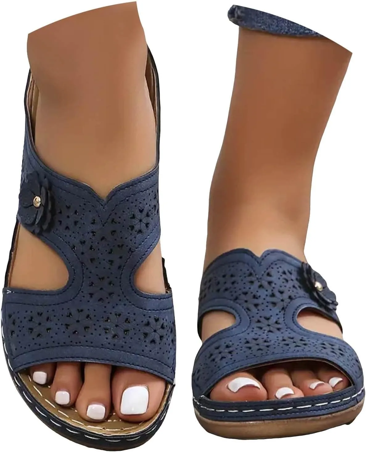 Orthopedic Wedge Sandals for Women Summer Dressy 2025 Casual Summer Dressy Solid Color Fish Mouth Round Head Casual Fashion Sandals Slip On Beach Vacation Travel Working Shoes