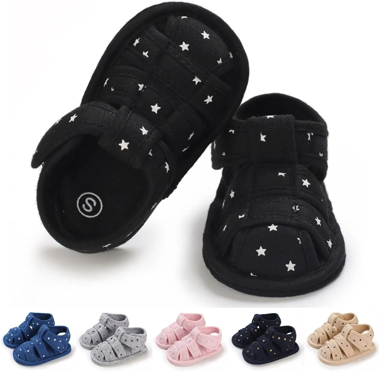Toddler Cotton Gldiator Sandals Comfy Breathable Closed Toe Flat Shoes Baby Boys Girls Indoor Infant Walking Shoes