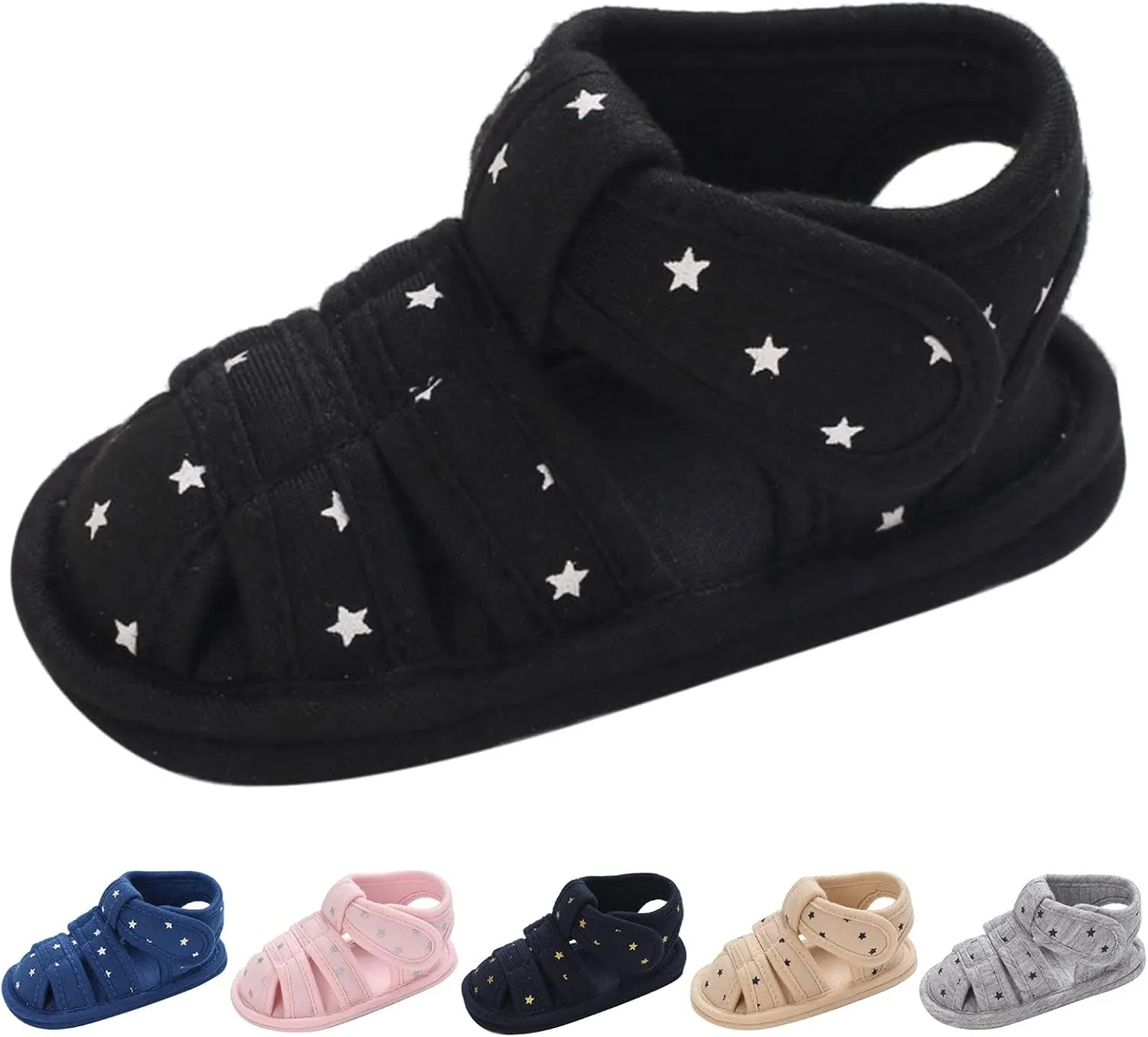 Toddler Cotton Gldiator Sandals Comfy Breathable Closed Toe Flat Shoes Baby Boys Girls Indoor Infant Walking Shoes