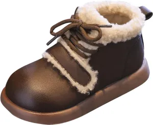 Toddler Kids Winter Snow Boots Slip On Cold Weather Sneakers Anti-Slip Fleece Ankle Boots Comfort Size 8 Shoes Toddler