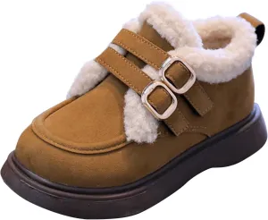 Toddler Kids Winter Snow Boots Slip On Cold Weather Sneakers Anti-Slip Fleece Ankle Boots Comfort Size 8 Shoes Toddler
